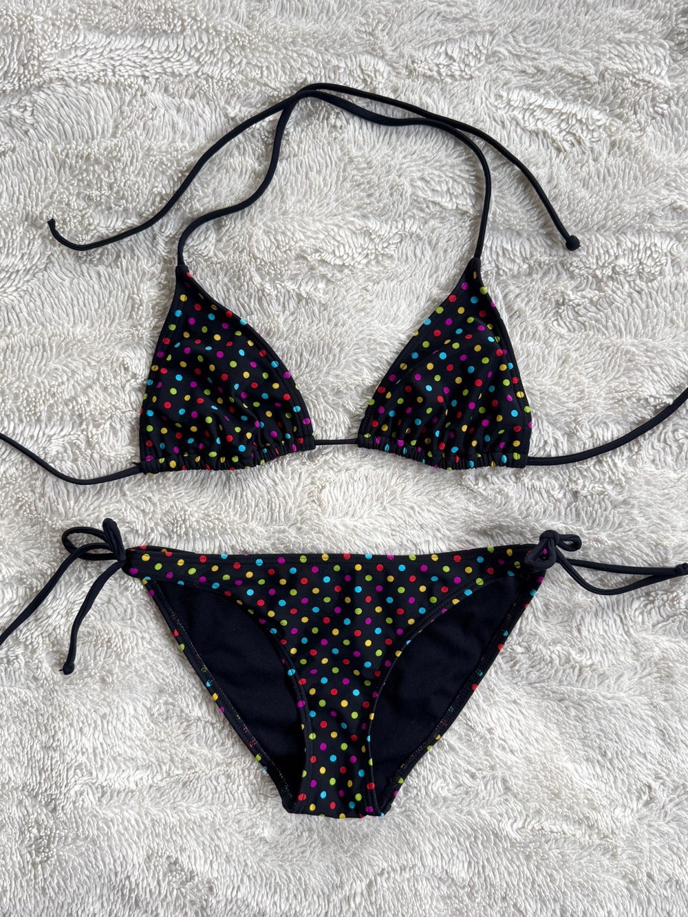 Y2K Ardene black polka dot bikini